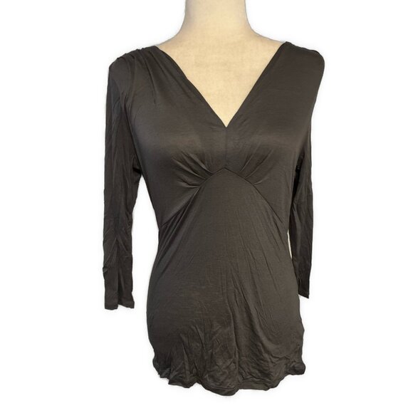 banana republic New Solid Gray Rayon Long Sleeve V Neck Top Small $45 - Picture 1 of 5